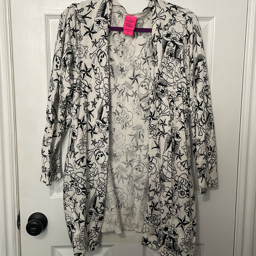 Torrid X Betsey Johnson Tattoo Print Cardigan